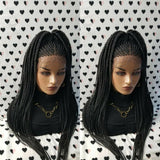Black Color Box Braids wig African braids  Braided  Lace Front Wig Synthetic Heat Resistant Fiber