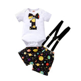 First Birthday Outfits Numbers 1 Necktie Baby Overalls bby