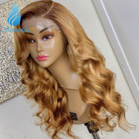 Ombre Honey Blonde Color 13*6  Lace Front Wigs with Baby Hair Peruvian Remy Brown Human Hair Wigs Body Wave 4*4 Wigs - Divine Diva Beauty