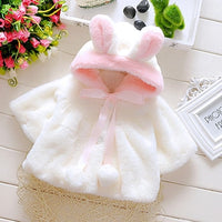 Baby Girl Clothes Cute Rabbit Ears Plush Princess Girls Coat Autumn Winter Warm Hooded Infants Jacket BBY