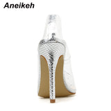 Pumps PVC Transparent High Heels Sexy Pointed Toe Leopard Grain Party Shoes Lady Thin Heels Pumps 11+