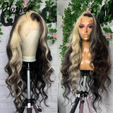 Ombre Body Wave Lace Front Wig Platinum Lace Front Human Hair Wigs For Women 613 Colored HD Lace Frontal Wig Loose Deep Wave Wig