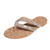 Ladies Rhinestones Sandals Summer Beach Slippers Sandals Flip Flops shoes