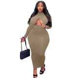 Plus Size avail Maxi Dress Sexy Night Club Wear Curved Women Clothing Full Sleeve Outfit