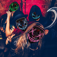 Halloween Scary Glowing Mask Demon Slayer Neon LED Mask For Masquerade Halloween