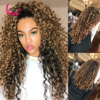 13x6 Kinky Curly HD Lace Frontal Human Hair Wigs Highlight Honey Blonde Lace Front Deep Wave Wig 30 Full Ombre Brown Color