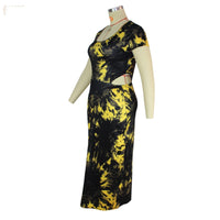 Short Sleeve Casual Plus Size AVAIL Tye Dye Dress Stretch Long Dress