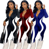 Sportswear Bodycon Jumpsuit Women Clothes Fall Zipper Long Sleeve Sexy Jumpsuit Clubwear Skinny Rompers Womens Jumpsuit Overalls
