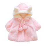 Baby Girl Clothes Cute Rabbit Ears Plush Princess Girls Coat Autumn Winter Warm Hooded Infants Jacket BBY