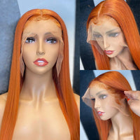 Straight 13x4 Human Hair Wigs Ginger Orange Lace Front Wig Bone Straight Lace Frontal Wig Brazilian Remy T Part Hair