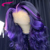 13x4 Lace Front Wig Human Hair Wigs 180% Purple Color Lace Frontal Wigs PrePlucked Purple Wig Human Hair Wig - Divine Diva Beauty