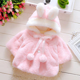 Baby Girl Clothes Cute Rabbit Ears Plush Princess Girls Coat Autumn Winter Warm Hooded Infants Jacket BBY