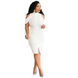 White Sexy Dresses Party Night Club Dress Sleeveless Turtleneck High Waist Plus Size avail