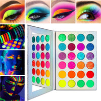 Aurora Glow Eyeshadow Pallet Stage Clubbing Neon Makeup Kit in Blacklight UV Glow in Dark Fluorescent Eye Shadows Red