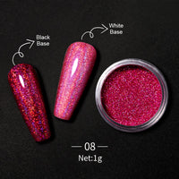 Reflective Glitter Nail Powder Green Red Holographic Nail Art Dust Shinning Chrome Pigment DIY Manicures Decoration