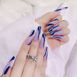 24pcs Long Coffin False Nails Wearable Ballerina Fake Nails Orange gradient gold foil nails Full Cover Nail Tips Press On Nails