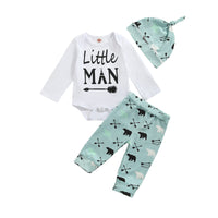 3pc Infant Newborn Baby Boy Clothes Long Sleeve Print outfit bby