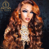 Ginger highlight Color 30 Inch Wigs 13x6 Transparent Front Wigs Human Hair Loose Body Wave PrePlucked Brazilian Lace Frontal Wig