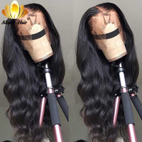 Transparent Dark Blue 13x6 Body Wave Wigs Pre Plucked 28 30 Inch Lace Front Human Hair Wigs Ombre Colored 13x4 Lace Front Wig