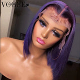 Dark Purple Short Bob Wig Lace Front Human Hair Wigs 4x4 Closure Wig 13x4 Lace Frontal Wig Colored Straight Bob Lace Front Wigs