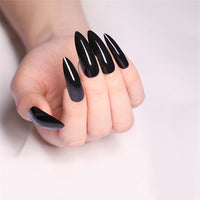 24pcs/set Long Stiletto Fake Nails Punk Snake Pattern Black White Matte False Nails Artificial Full Nail Tips Manicure Tools - Divine Diva Beauty