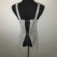 Sparkle Metal Diamond Crystal Party Dress Sexy Backless Halter Neck - Divine Diva Beauty