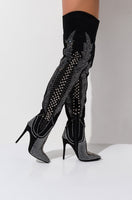 Rhinestone Thigh High Boots