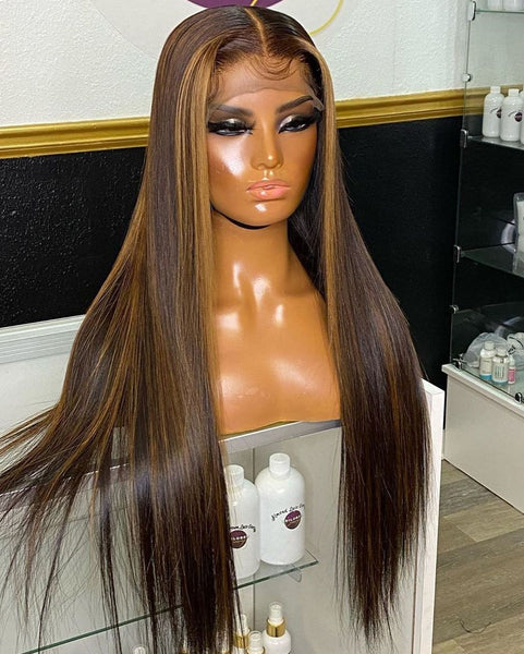30 Inch Straight Lace Front Wig Highlight Wig Human Hair Colored Ombre Lace Front Wigs 13x4 Lace Frontal Wig Brazilian Hair Wigs