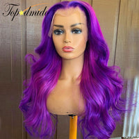 highlight Purple Color 13x4 Transparent Lace Wigs with Baby Hair Brazilian Human Remy Hair Closure Wig Glueless 4x4 Lace Wigs