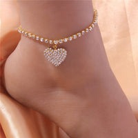 Luxury Rhinestone Anklets Heart Leg Chain Jewelry