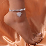 Luxury Rhinestone Anklets Heart Leg Chain Jewelry