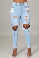 Ripped High Waist Push Up Pants jeans