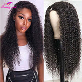 Kinky Curly U Part Human Hair Wig Brazilian Remy Hair 2x4 U part wig Deep Wave None Lace Front - Divine Diva Beauty