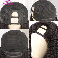 Kinky Curly U Part Human Hair Wig Brazilian Remy Hair 2x4 U part wig Deep Wave None Lace Front - Divine Diva Beauty
