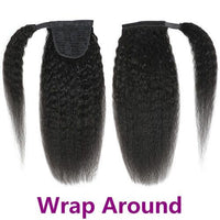 Kinky Straight Ponytail Human Hair Drawsting Wrap Around Ponytail Extensions  Brazilian Clip In Hair Soft Feel Hair - Divine Diva Beauty