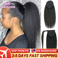 Kinky Straight Ponytail Human Hair Drawsting Wrap Around Ponytail Extensions  Brazilian Clip In Hair Soft Feel Hair - Divine Diva Beauty