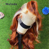 Lace Front Human Hair Wigs Ginger Human Hair Wig Highlights 30 Inch Body Wave Lace Front Wig 613 Blonde Human Hair Wig For Women - Divine Diva Beauty