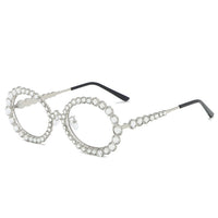 Luxury Round glasses Rhinestone Eyeglass Metal Frame