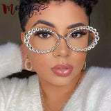 Luxury Round glasses Rhinestone Eyeglass Metal Frame