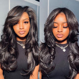 Medium Length Body Wave Swiss Lace Front Human Hair Wigs PrePlucked Brazilian Body Wave Lace Frontal Wig With Baby Hair - Divine Diva Beauty