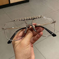Oversized cat eye Women glasses Gold Frame Rhinestone