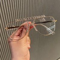 Oversized cat eye Women glasses Gold Frame Rhinestone