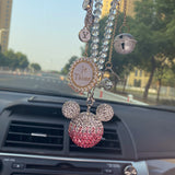 Rhinestone Crystal Ball Car Pendant Cute Cartoon Mickey Head Bling Car Mirror Hanging Accessories Girls Women Car Decoration - Divine Diva Beauty