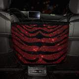 Rhinestone Striped Car Storage Bag Big Organizer Multi-Pockets Car Container Leopard Backseat Holder Stowing - Divine Diva Beauty