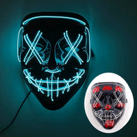 Glowing Cosplay EL Wire neon Mask scary skull masquerade Luminous Festive   LED purge Mask For Halloween