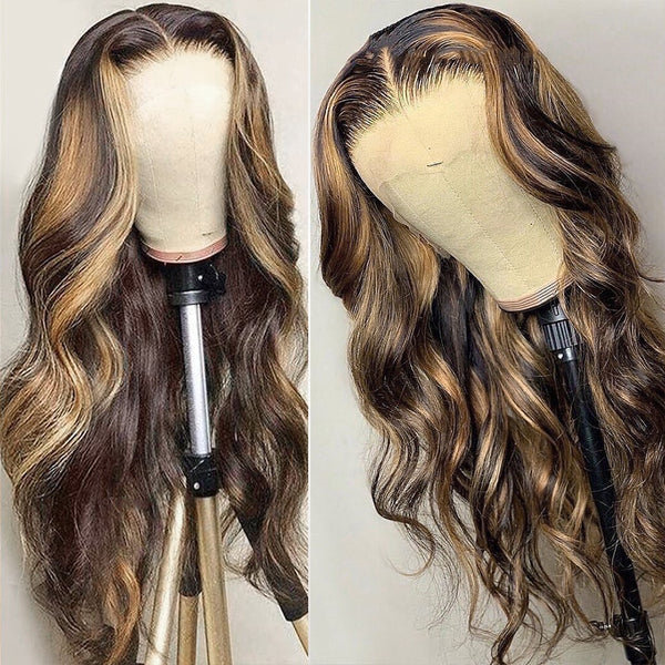 Brazilian Body Wave Highlight Wig 13x4 Lace Front Human Hair Wigs Ombre Loose Deep Wave Lace Frontal Wig Pre Plucked - Divine Diva Beauty