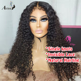 Curly Baby Hair Crystal HD 360 Lace Frontal Wig Pre Plucked Glueless Kinky Curly 13x6 Lace Front Human Hair Wig Invisible Wig