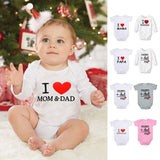 Infant Baby Clothes I Love Mom + Dad Cute Toddler onesies bby