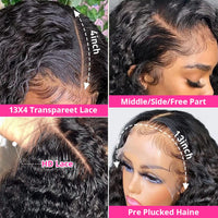 200% Water Wave Lace Front Wigs Pre Plucked With Baby Hair Curly Human Hair Wigs Deep Wave Frontal Wigs Lace Closure