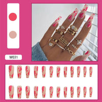 24Pcs/Box White French Fake Nails Press on Long XL Length Rhinestone Design False Nails Full Cover Acrylic Nail Tips - Divine Diva Beauty